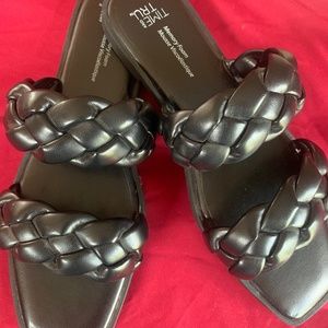 Time and Tru Black Braided Sandals